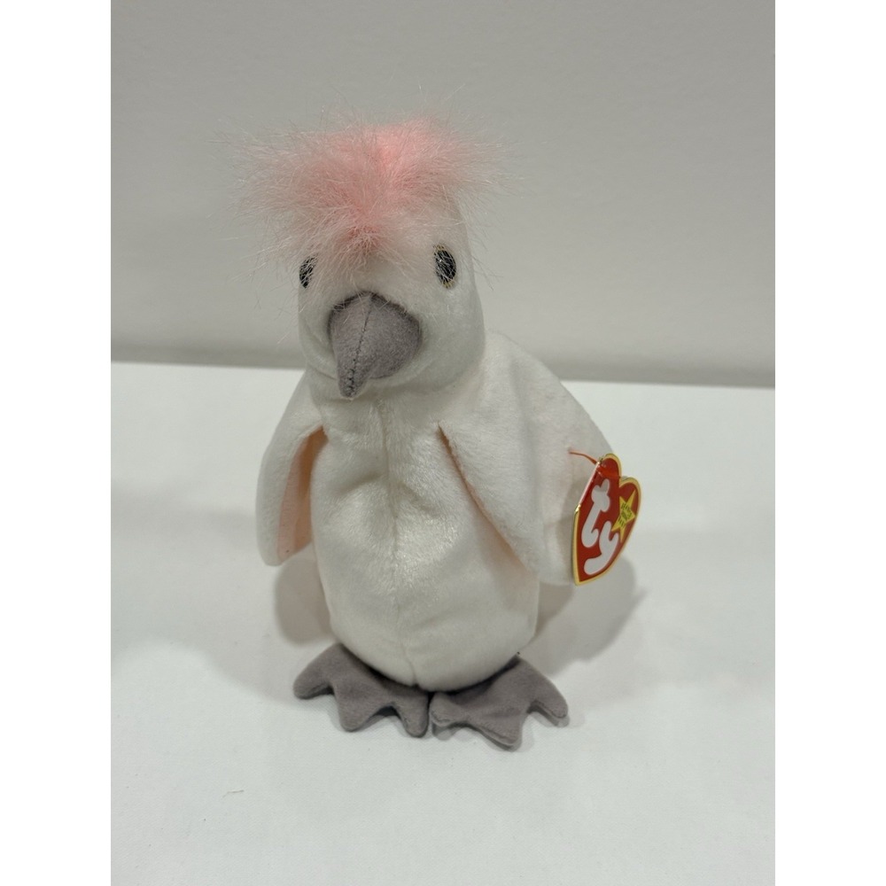 Ty Beanie Babies Kuku Cockatoo Bird With Tags *RARE ERRORS*